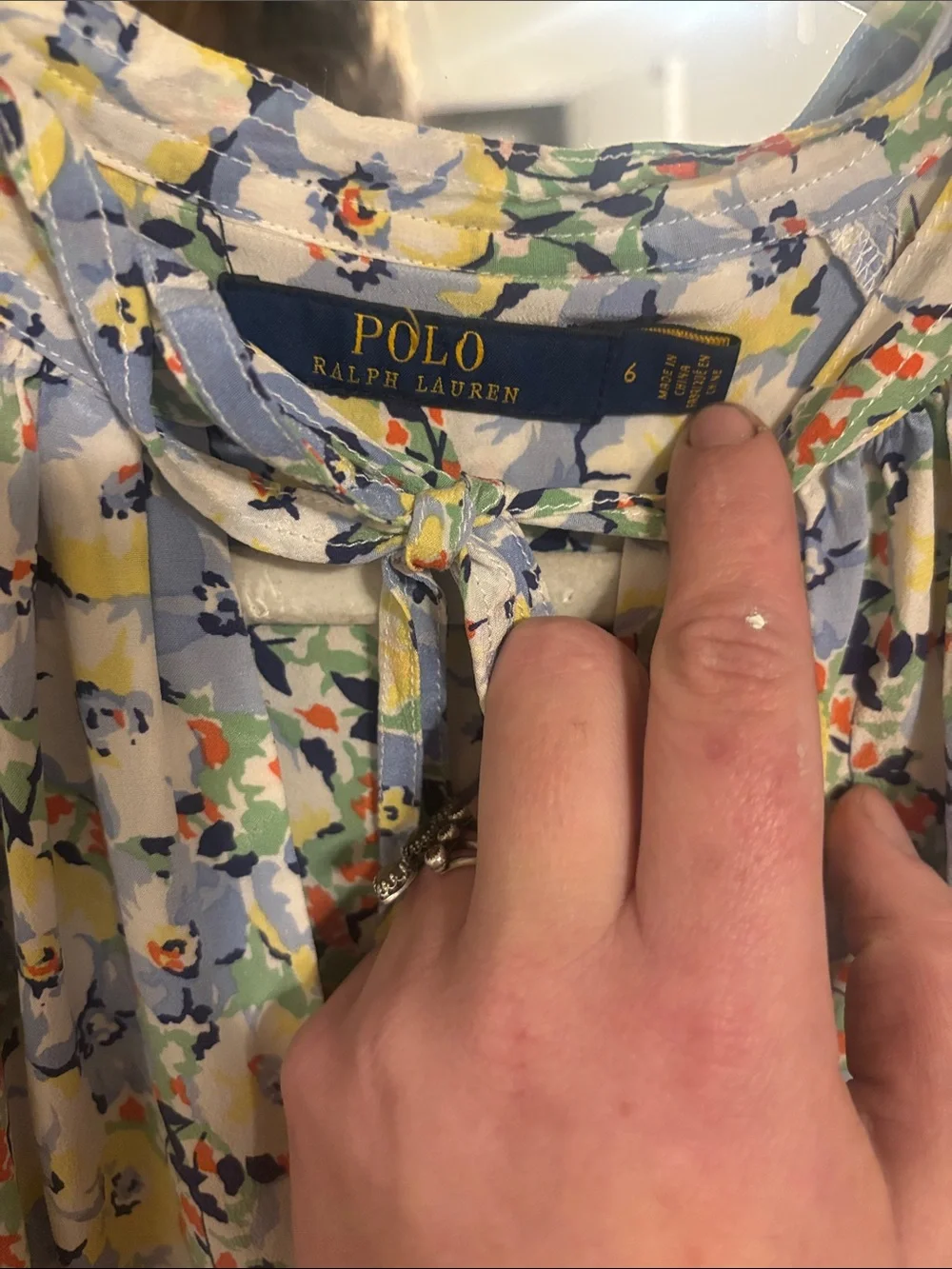 Polo by Ralph Lauren Light Blue Floral Long Sleeve Maxi Dress - Picture 2 of 5